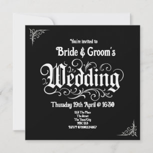 Carte Gothique Black Rock Metal Mariage Noms personnalis