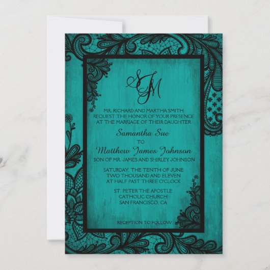 Carte gothique de faire-part de mariage de (Devant)