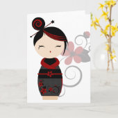 Carte gothique de Kokeshi (Fleur jaune)