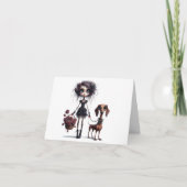 Carte Gothique fille avec Dachshund maigre N'importe que (Devant)