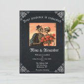 Carte Gothique Goth Skeleton Code QR Mariage (Debout devant)