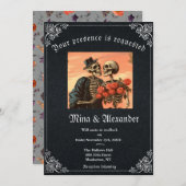 Carte Gothique Goth Skeleton Code QR Mariage (Devant / Derrière)