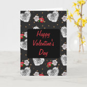 Carte Gothique noir Saint Valentin lèvres rose coeur (Fleur jaune)