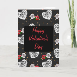 Carte Gothique noir Saint Valentin lèvres rose coeur