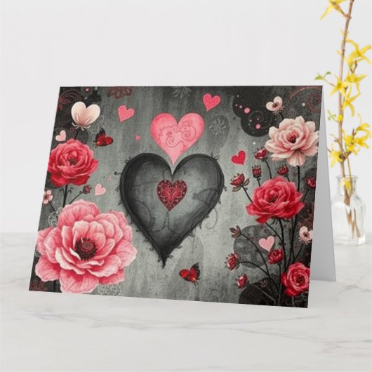 Carte gothique Valentines (Fleur jaune)
