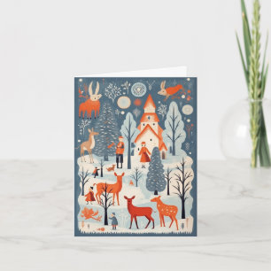 Carte Gouache Noël Rétro Vintage