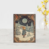 Carte Gouache Vintage Noël Rétro (Fleur jaune)