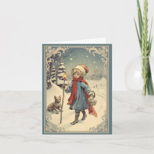 Carte Gouache Vintage Noël Rétro (Devant)