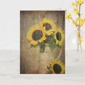 Carte gouttes de pluie sur le bouquet de tournesol (Fleur jaune)