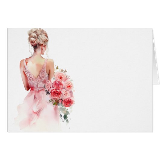 Carte Gown Mariage Floral Rose (Devant Horizontal)
