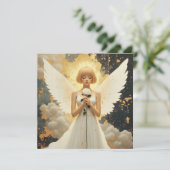 Carte Grâce Céleste | Joli Ange et Rose Blanche (Debout devant)