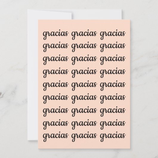 Carte Gracias espagnol rétro rose noir Merci Script (Devant)