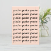 Carte Gracias espagnol rétro rose noir Merci Script (Debout devant)