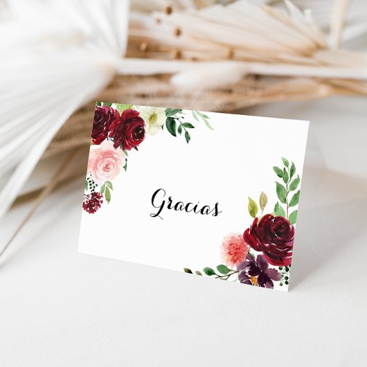 Carte Gracias Mariage pliée en calligraphie bordea