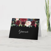 Carte Gracias Mariage pliée en noir rustique (Devant)