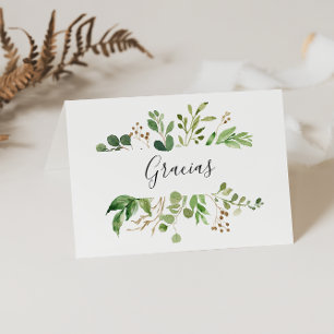 Carte Gracias Mariage pliée Eucalyptus Floral