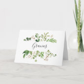 Carte Gracias Mariage pliée Eucalyptus Floral (Devant)