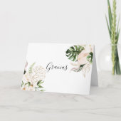 Carte Gracias Mariage pliée Gold Tropical Foliage (Devant)