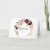 Carte Gracias Mariage pliée Rustique Floral (Devant)