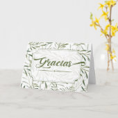 Carte Gracias Merci espagnol en vert Botanique (Fleur jaune)