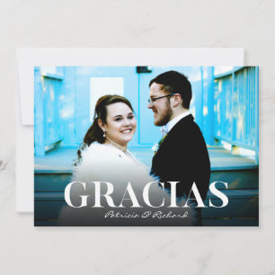 Carte Gracias Moderne Police Mariage Merci Photo