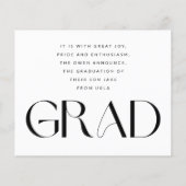 Carte Grad de texte photo moderne transparent blan (Dos)