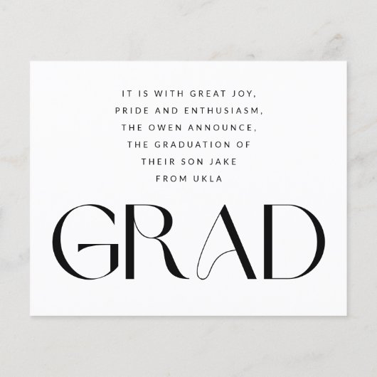 Carte Grad de texte photo moderne transparent blan (Dos)