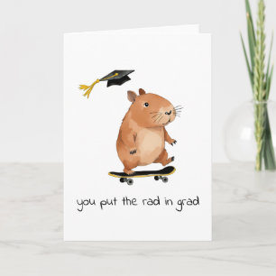 Carte Grad Skateboard Capybara Graduation