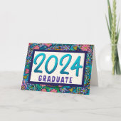 Carte Graduate 2024 Fun Floral Unique Girly Graduation (Devant)