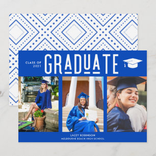 Carte Graduate Blue Graduation Classe photo de 2021