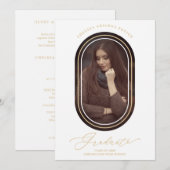 Carte Graduate Fancy Minimalist Oval Frame Golden effect (Devant / Derrière)