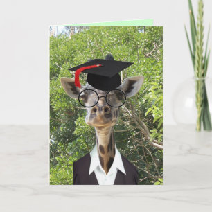 Carte Graduate Giraffe Red Tassel