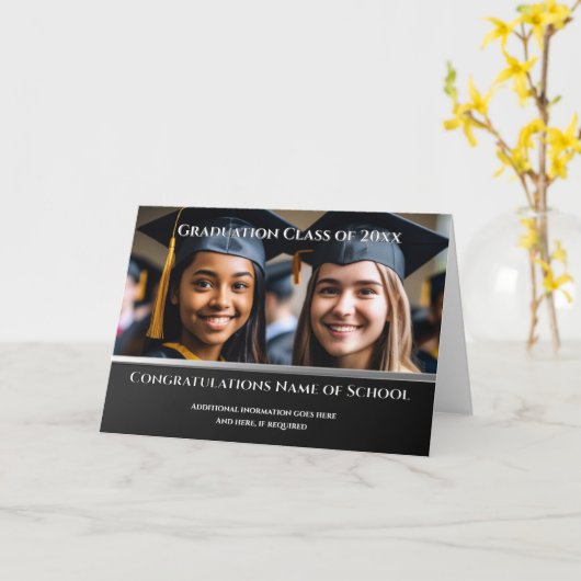 Carte Graduation 1 photo do-it-yourself moderne simple é (Fleur jaune)