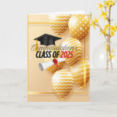 Carte Graduation 2025 (John 15:16) Blanc/Noir/Or (Fleur jaune)