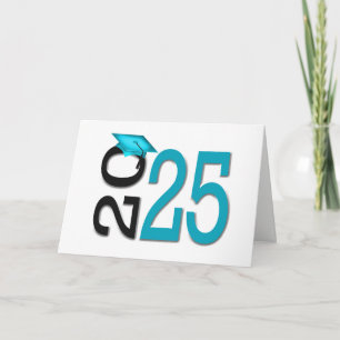 Carte Graduation 2025 Turquoise et noir