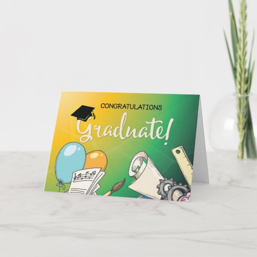 Carte Graduation à l'école primaire, ballons (Devant)
