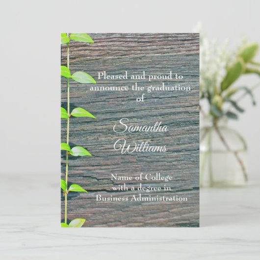 Carte Graduation Announcement College, Rustic Card (Debout devant)