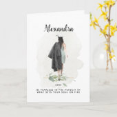 Carte Graduation Aquarelle Fille Foliage Inspirationnel (Fleur jaune)