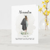 Carte Graduation Aquarelle Fille Foliage Inspirationnel (Fleur jaune)