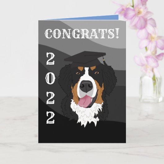 Carte Graduation Bernese Mountain Dog (Orchidée)