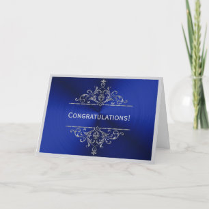 Carte Graduation Blue Silver Félicitations