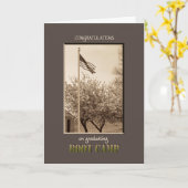 Carte Graduation Boot Camp Félicitations drapeau vintage (Fleur jaune)