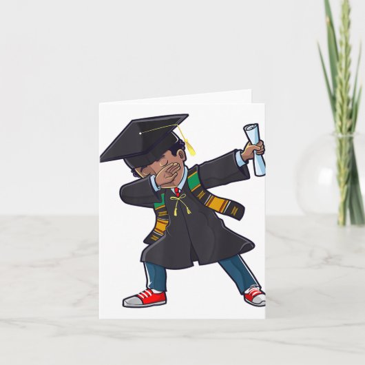 Carte Graduation Cl De 2025 Dabbing Boy Black Graduate D (Devant)