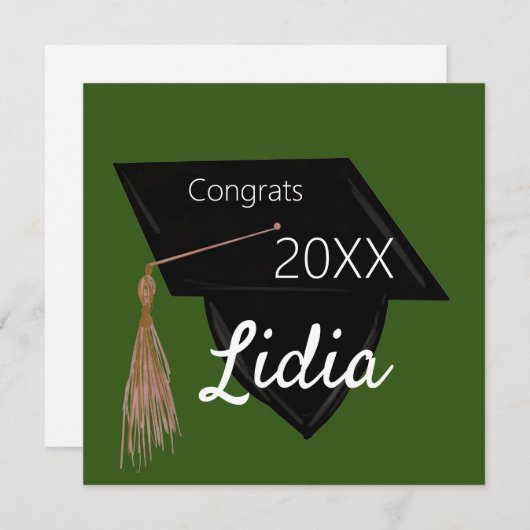 Carte Graduation College Highschool Casquette Gown Card (Devant / Derrière)