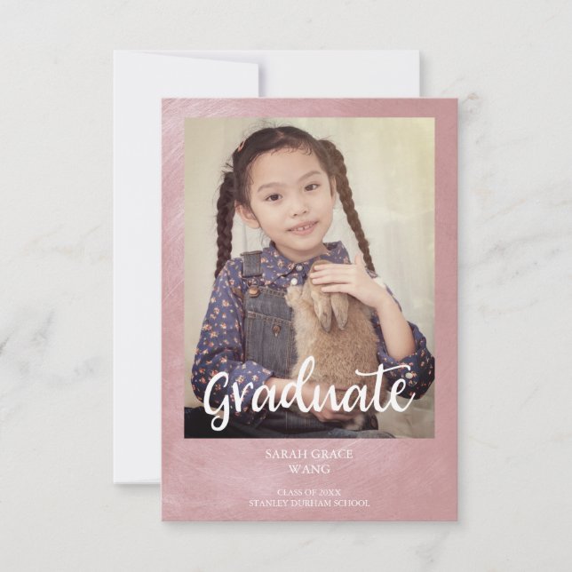 Carte Graduation Custon Photo Metal Texture (Devant)