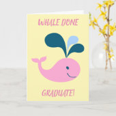 Carte Graduation Cute Funny Whale Done Add Graduate Name (Fleur jaune)