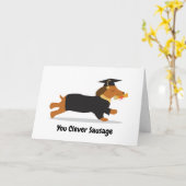 Carte Graduation Dachshund Chien Saucisse intelligente (Fleur jaune)