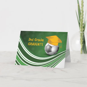 Carte Graduation de 2e année, balle de football et Casqu