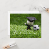 Carte Graduation de football avec Félicitations avec bal (Devant/Arrière en situation)