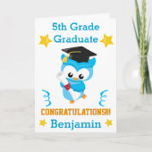 Carte Graduation de la 5e année de la Chouette bleue Con (Devant)
